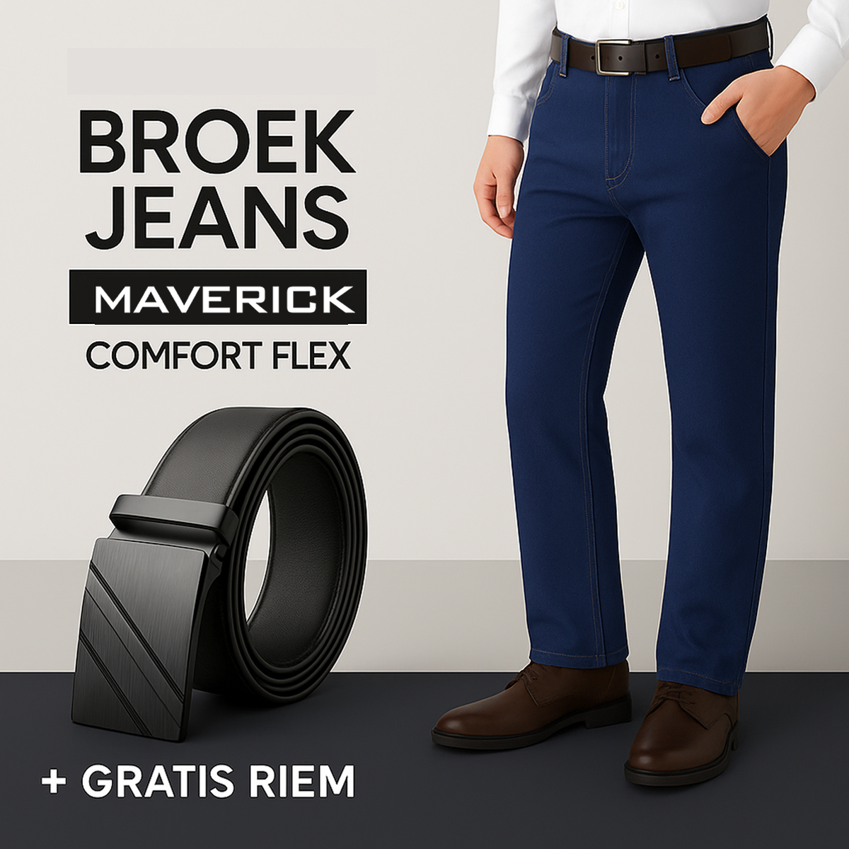 Broek Jeans® Comfort Flex + Gratis Herenriem
